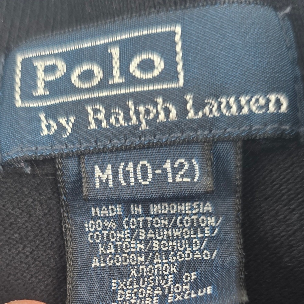 POLO RALPH LAUREN LONG SLEEVE POLO YOUTH MEDIUM 10 TO 12 BLACK RED PONY KIDS EUC - Picture 6 of 9